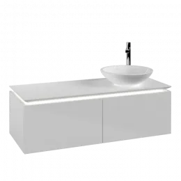 Villeroy & Boch Legato Тумба под раковину, с подсветкой, 2 выдвижных ящика, 1200 x 380 x 500 mm, Glossy White / Glossy White B581L0DH