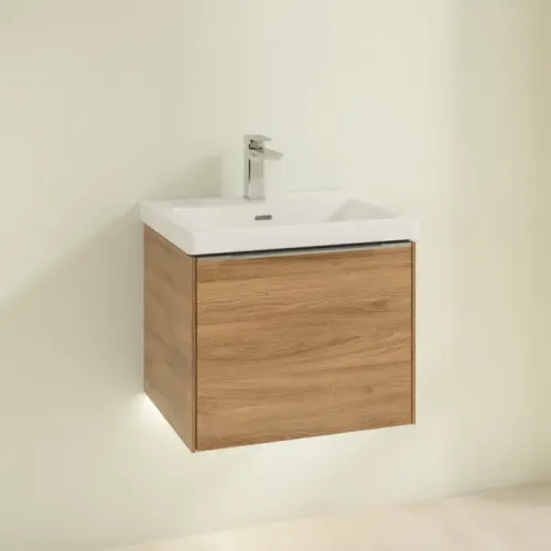 Villeroy & Boch Subway 3.0 Тумба под раковину, с подсветкой, 1 выдвижной ящик, 523 x 429 x 448 mm, Oak Kansas C579L0RH