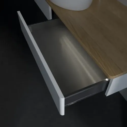 Villeroy & Boch Antao Тумба под раковину, с подсветкой, 2 выдвижных ящика, 1600 x 190 x 500 mm, лицевая поверхность без текстурированной отделки, Glossy White Lacquer / Honey Oak L14051GF