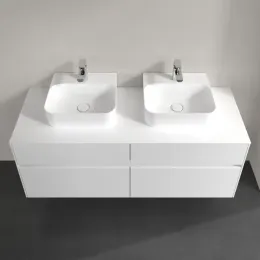 Villeroy & Boch Collaro Тумба под раковину, с подсветкой, 4 выдвижных ящика, 1400 x 548 x 500 mm, Glossy White / Glossy White C103B0DH