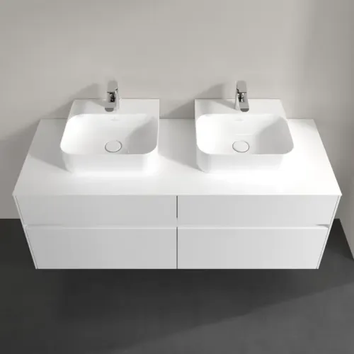Villeroy & Boch Collaro Тумба под раковину, с подсветкой, 4 выдвижных ящика, 1400 x 548 x 500 mm, Glossy White / Glossy White C103B0DH
