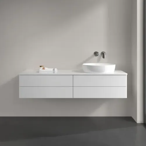 Villeroy & Boch Antao Тумба под раковину, с подсветкой, 4 выдвижных ящика, 1600 x 360 x 500 mm, лицевая поверхность без текстурированной отделки, Glossy White Lacquer / Glossy White Lacquer L27010GF