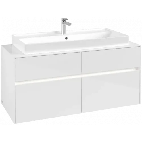 Villeroy & Boch Collaro Тумба под раковину, с подсветкой, 4 выдвижных ящика, 1200 x 548 x 500 mm, Glossy White / Glossy White C091B0DH