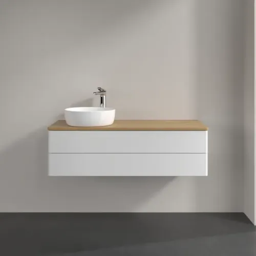 Villeroy & Boch Antao Тумба под раковину, 2 выдвижных ящика, 1200 x 360 x 500 mm, лицевая поверхность без текстурированной отделки, Glossy White Lacquer / Honey Oak K22051GF