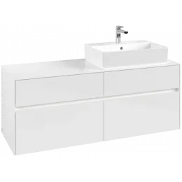 Villeroy & Boch Collaro Тумба под раковину, с подсветкой, 4 выдвижных ящика, 1400 x 548 x 500 mm, Glossy White / Glossy White C133B0DH
