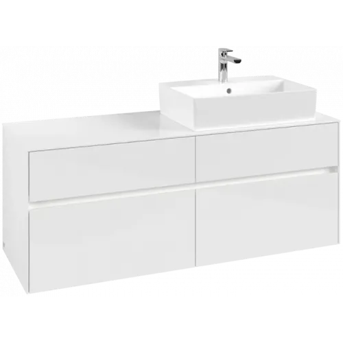 Villeroy & Boch Collaro Тумба под раковину, с подсветкой, 4 выдвижных ящика, 1400 x 548 x 500 mm, Glossy White / Glossy White C133B0DH