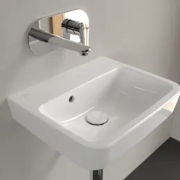 Villeroy & Boch O.novo Раковина компактная, 450 x 370 x 160 mm, Альпийский белый, с переливом, задняя сторона и нижняя сторона шлифованные 43444J01