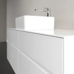 Villeroy & Boch Collaro Тумба под раковину, с подсветкой, 4 выдвижных ящика, 1400 x 548 x 500 mm, Glossy White / Glossy White C045B0DH