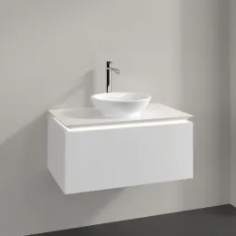 Villeroy & Boch Legato Тумба под раковину, с подсветкой, 1 выдвижной ящик, 800 x 380 x 500 mm, Glossy White / Glossy White B569L0DH