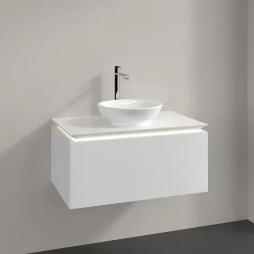 Villeroy & Boch Legato Тумба под раковину, с подсветкой, 1 выдвижной ящик, 800 x 380 x 500 mm, Glossy White / Glossy White B569L0DH