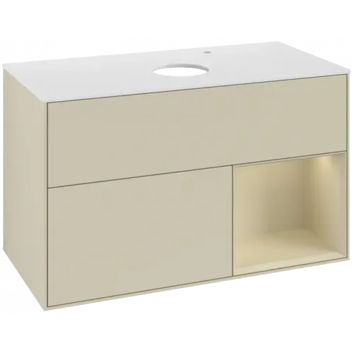 Villeroy & Boch Finion Тумба под раковину, с подсветкой, 2 выдвижных ящика, 1000 x 603 x 501 mm, Silk Grey Matt Lacquer / Silk Grey Matt Lacquer F901HJHJ