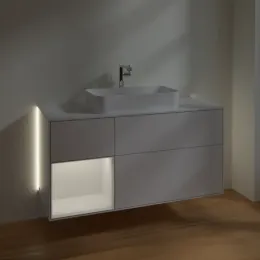 Villeroy & Boch Finion Тумба под раковину, с подсветкой, 3 выдвижных ящика, 1200 x 603 x 501 mm, Glossy White Lacquer / Glossy White Lacquer G291GFGF