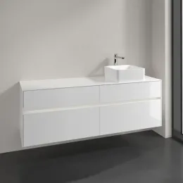 Villeroy & Boch Collaro Тумба под раковину, с подсветкой, 4 выдвижных ящика, 1600 x 548 x 500 mm, Glossy White / Glossy White C051B0DH