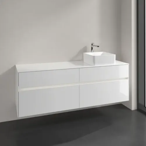 Villeroy & Boch Collaro Тумба под раковину, с подсветкой, 4 выдвижных ящика, 1600 x 548 x 500 mm, Glossy White / Glossy White C051B0DH