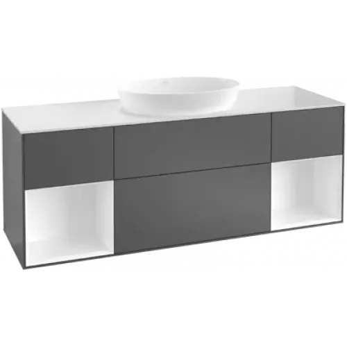 Villeroy & Boch Finion Тумба под раковину, с подсветкой, 4 выдвижных ящика, 1600 x 603 x 501 mm, Silk Grey Matt Lacquer / Silk Grey Matt Lacquer GD01HJHJ