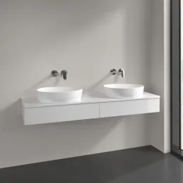Villeroy & Boch Antao Тумба под раковину, с подсветкой, 2 выдвижных ящика, 1600 x 190 x 500 mm, лицевая поверхность без текстурированной отделки, Glossy White Lacquer / Glossy White Lacquer L17010GF