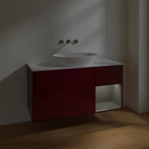Villeroy & Boch Finion Тумба под раковину, с подсветкой, 3 выдвижных ящика, 1200 x 603 x 501 mm, Peony Matt Lacquer / Anthracite Matt Lacquer FA71GKHB
