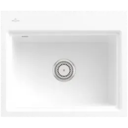 Villeroy & Boch Subway Style 60 S Flat Мойка, включая Комплект слива с ручным управлением, сливная решетка , выкл Керамика, 580 x 490 mm, Альпийский белый CeramicPlus 33661FR1