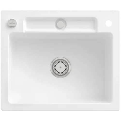 Villeroy & Boch Siluet 60 S Мойка, включая Комплект слива с эксцентриком, выкл TitanCeram, 600 x 510 mm, Альпийский белый CeramicPlus 334602R1