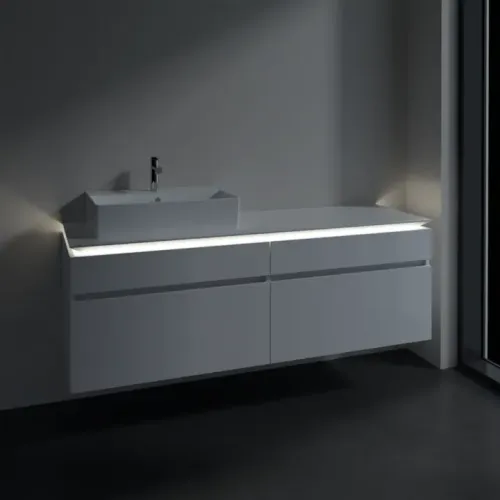 Villeroy & Boch Legato Тумба под раковину, с подсветкой, 4 выдвижных ящика, 1600 x 550 x 500 mm, Glossy White / Glossy White B673L0DH