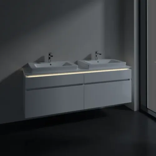 Villeroy & Boch Legato Тумба под раковину, с подсветкой, 4 выдвижных ящика, 1600 x 550 x 500 mm, Glossy White / Glossy White B693L0DH