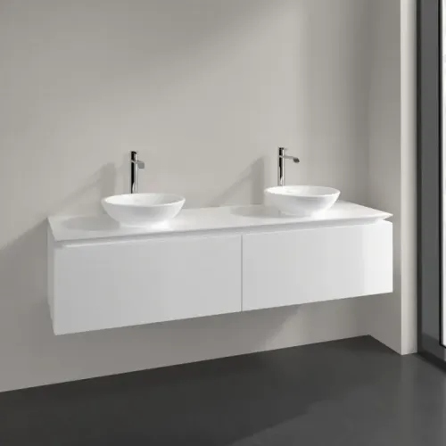 Villeroy & Boch Legato Тумба под раковину, 2 выдвижных ящика, 1600 x 380 x 500 mm, Glossy White / Glossy White B59900DH