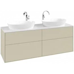 Villeroy & Boch Finion Тумба под раковину, с подсветкой, 4 выдвижных ящика, 1600 x 603 x 501 mm, Silk Grey Matt Lacquer G96100HJ