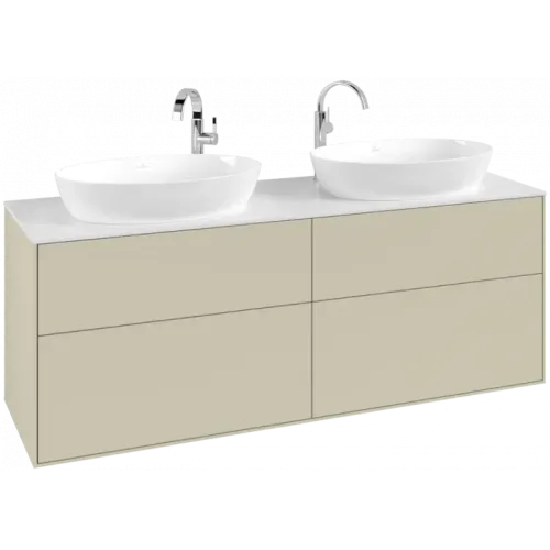 Villeroy & Boch Finion Тумба под раковину, с подсветкой, 4 выдвижных ящика, 1600 x 603 x 501 mm, Silk Grey Matt Lacquer G96100HJ