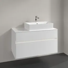 Villeroy & Boch Collaro Тумба под раковину, с подсветкой, 2 выдвижных ящика, 1000 x 548 x 500 mm, Glossy White / Glossy White C127B0DH