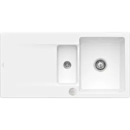 Villeroy & Boch Siluet 60 R flat Мойка, включая Комплект слива с эксцентриком, выкл TitanCeram, 980 x 490 mm, Альпийский белый CeramicPlus 33372FR1