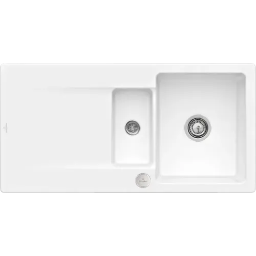 Villeroy & Boch Siluet 60 R flat Мойка, включая Комплект слива с эксцентриком, выкл TitanCeram, 980 x 490 mm, Альпийский белый CeramicPlus 33372FR1