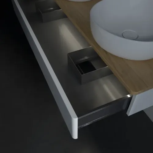 Villeroy & Boch Antao Тумба под раковину, с подсветкой, 1 выдвижной ящик, 1200 x 190 x 500 mm, лицевая поверхность без текстурированной отделки, Glossy White Lacquer / Honey Oak L13051GF