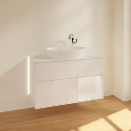 Villeroy & Boch Finion Тумба под раковину, с подсветкой, 2 выдвижных ящика, 1000 x 603 x 501 mm, Glossy White Lacquer / Glossy White Lacquer G901GFGF