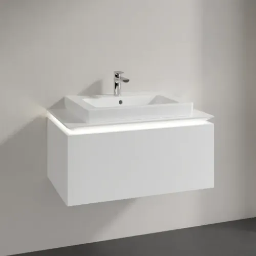 Villeroy & Boch Legato Тумба под раковину, с подсветкой, 1 выдвижной ящик, 800 x 380 x 500 mm, Glossy White / Glossy White B678L0DH