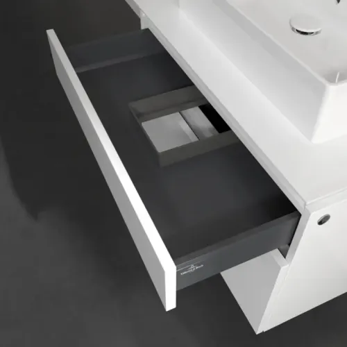 Villeroy & Boch Legato Тумба под раковину, с подсветкой, 2 выдвижных ящика, 800 x 550 x 500 mm, Glossy White / Glossy White B602L0DH