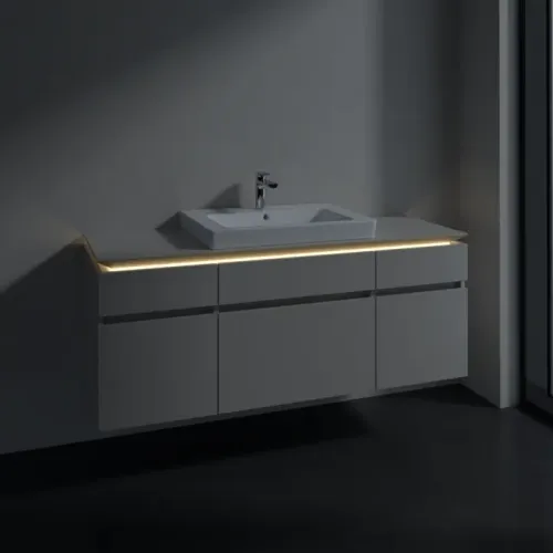 Villeroy & Boch Legato Тумба под раковину, с подсветкой, 5 выдвижных ящиков, 1400 x 550 x 500 mm, Soft Grey / Soft Grey B685L0VK