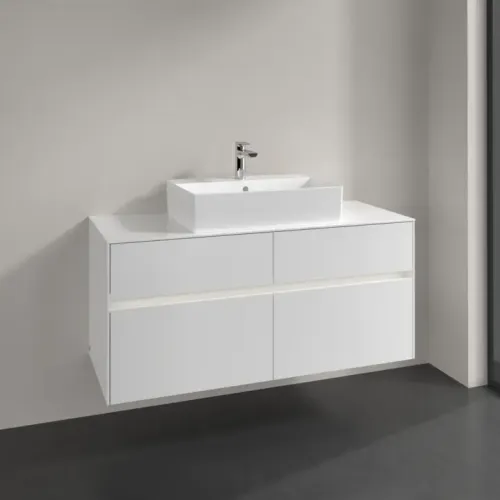 Villeroy & Boch Collaro Тумба под раковину, с подсветкой, 4 выдвижных ящика, 1200 x 548 x 500 mm, Glossy White / Glossy White C128B0DH