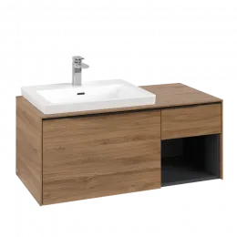 Villeroy & Boch Subway 3.0 Тумба под раковину, с подсветкой, 2 выдвижных ящика, 1001 x 423 x 516 mm, Oak Kansas / Oak Kansas C572L1RH
