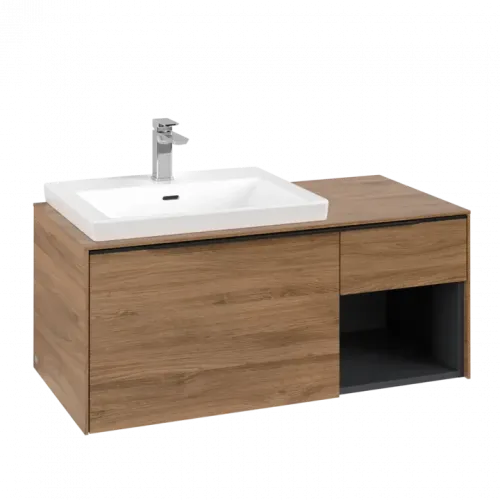 Villeroy & Boch Subway 3.0 Тумба под раковину, с подсветкой, 2 выдвижных ящика, 1001 x 423 x 516 mm, Oak Kansas / Oak Kansas C572L1RH