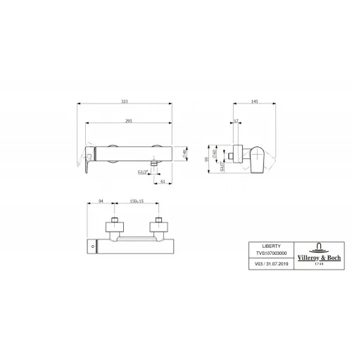 Смеситель для душа Villeroy & Boch Liberty однорычажный TVS10700300061