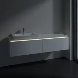 Villeroy & Boch Legato Тумба под раковину, с подсветкой, 2 выдвижных ящика, 1600 x 380 x 500 mm, Glossy White / Glossy White B688L0DH