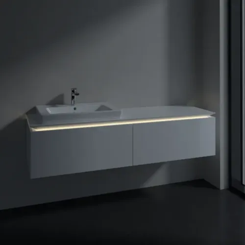 Villeroy & Boch Legato Тумба под раковину, с подсветкой, 2 выдвижных ящика, 1600 x 380 x 500 mm, Glossy White / Glossy White B688L0DH