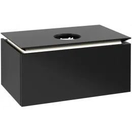 Villeroy & Boch Legato Тумба под раковину, с подсветкой, 1 выдвижной ящик, 800 x 380 x 500 mm, Black Matt Lacquer / Black Matt Lacquer B569L0PD