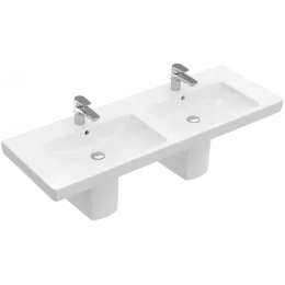 Villeroy & Boch Subway 2.0 Двойная раковина для установки на тумбу, 1300 x 470 x 150 mm, Альпийский белый, с переливом 7175D001