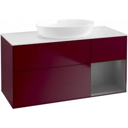 Villeroy & Boch Finion Тумба под раковину, с подсветкой, 3 выдвижных ящика, 1200 x 603 x 501 mm, Peony Matt Lacquer / Anthracite Matt Lacquer FA71GKHB