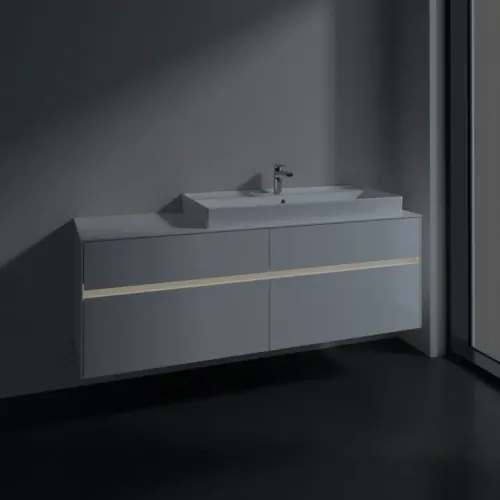 Villeroy & Boch Collaro Тумба под раковину, с подсветкой, 4 выдвижных ящика, 1600 x 548 x 500 mm, Glossy White / Glossy White C030B0DH