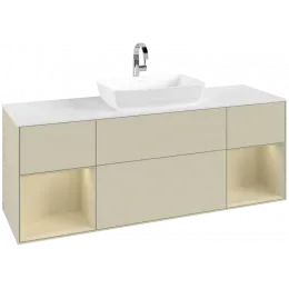 Villeroy & Boch Finion Тумба под раковину, с подсветкой, 4 выдвижных ящика, 1600 x 603 x 501 mm, Silk Grey Matt Lacquer / Silk Grey Matt Lacquer G861HJHJ