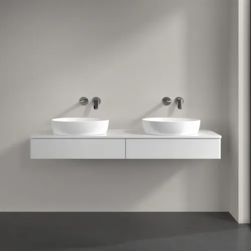Villeroy & Boch Antao Тумба под раковину, 2 выдвижных ящика, 1600 x 190 x 500 mm, лицевая поверхность без текстурированной отделки, Glossy White Lacquer / Glossy White Lacquer K17010GF