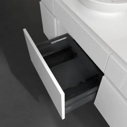 Villeroy & Boch Legato Тумба под раковину, 5 выдвижных ящиков, 1200 x 550 x 500 mm, Glossy White / Glossy White B57800DH