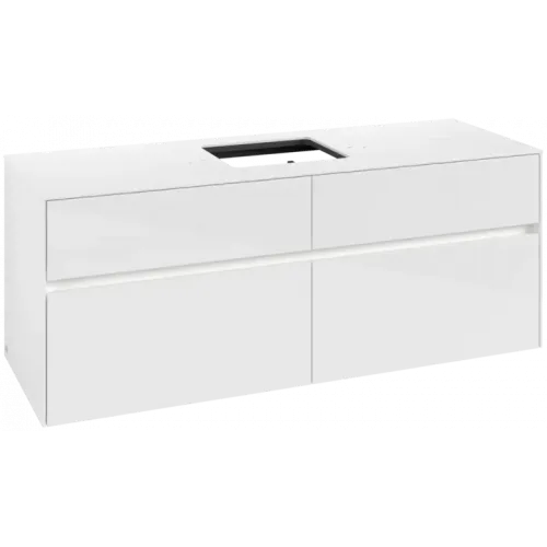 Villeroy & Boch Collaro Тумба под раковину, с подсветкой, 4 выдвижных ящика, 1400 x 548 x 500 mm, Glossy White / Glossy White C131B0DH